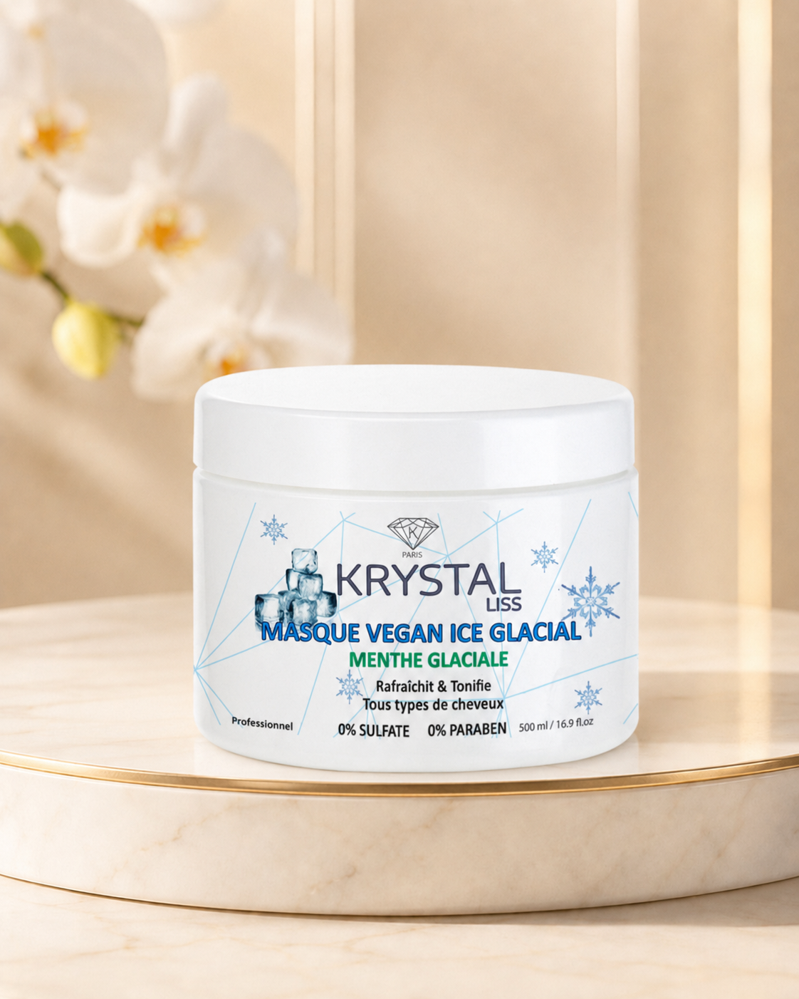 Masque Vegan Ice Glacial Menthe Glaciale Krystal Liss Paris 500ml
